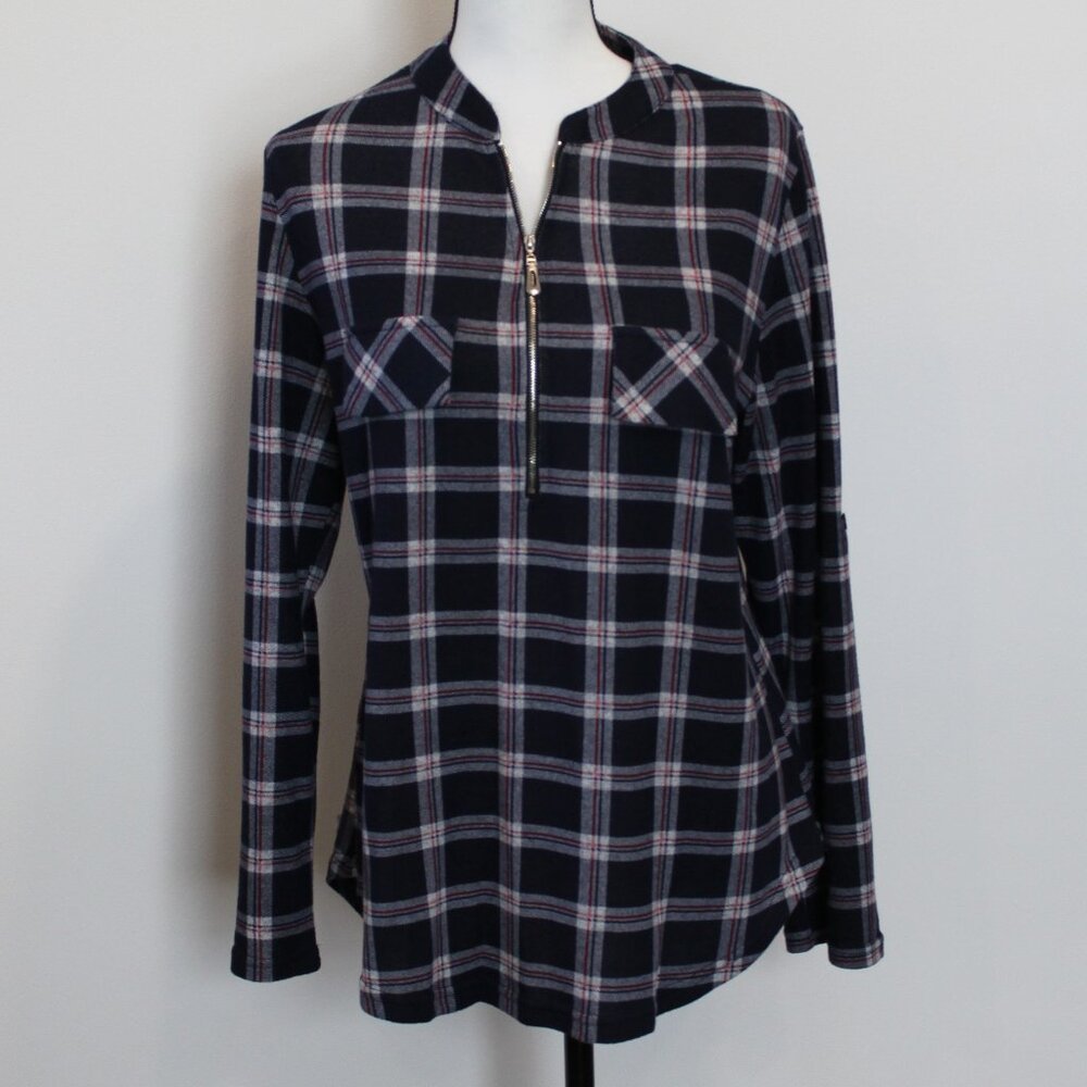 Moyabo Plaid Half Zip Shirt Sz Large